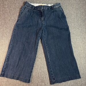 Women Michael Michael Kors Jeans | Size 4 | Dark Blue Pleated Wide Leg Cropped